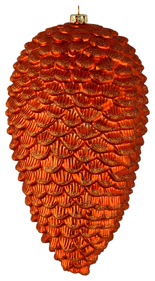 Vickerman N187318D 10" Burnished Orange Matte Pinecone Christmas Ornament