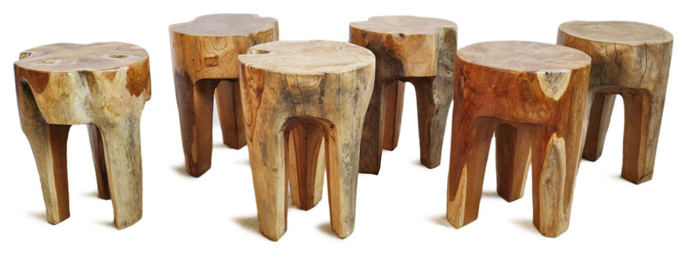 Organic Teak Root 3 Leg Stool