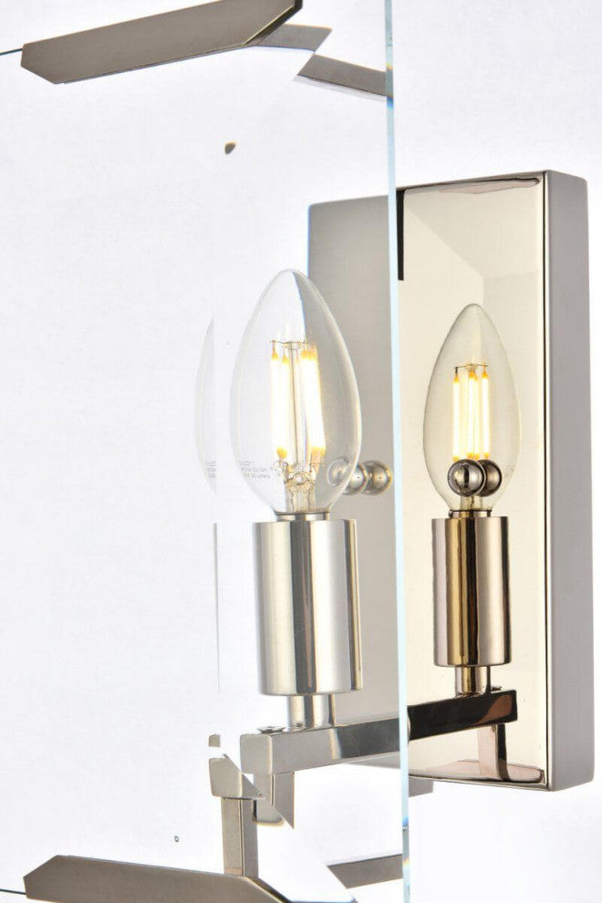 1 Light 10" Tall Polished Nickel Wall Sconce