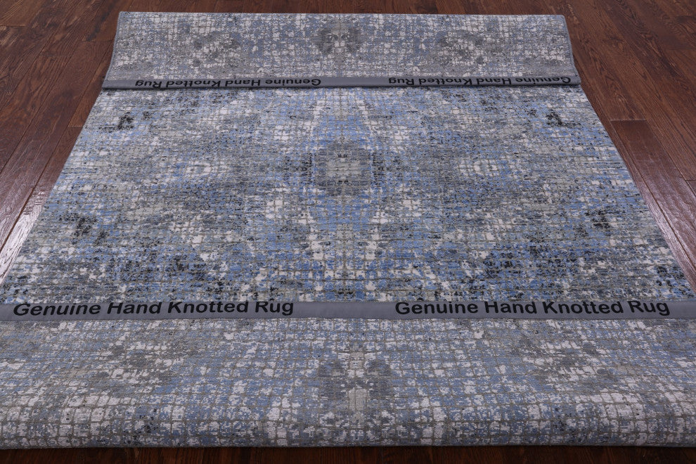 6' 0" X 9' 2" Wool and Silk Modern Hand Knotted Rug Q8894