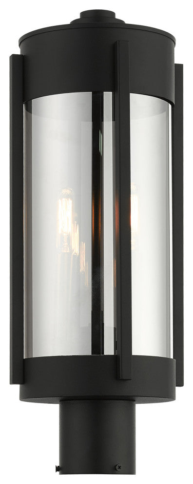 Sheridan 2 Light Black/Brushed Nickel Candles Medium Outdoor Post Top Lantern