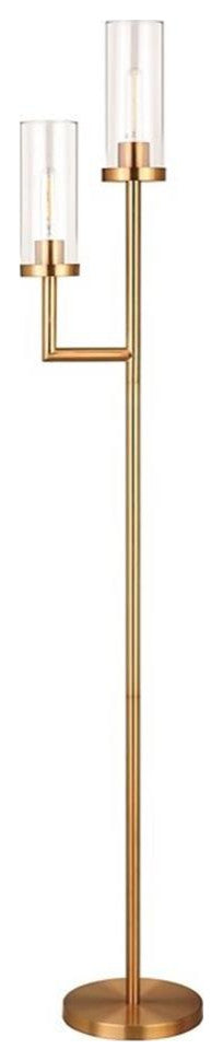 Henn&Hart 11" Brass Metal/Glass Floor Lamp