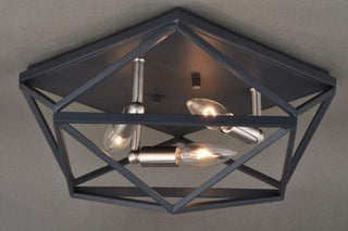 Hailey 15-in Flush Mount Ceiling Light Black Graphite and Satin Nickel
