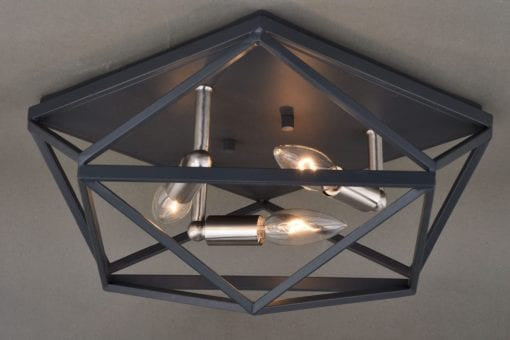 Hailey 15-in Flush Mount Ceiling Light Black Graphite and Satin Nickel