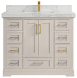 Boston 42" Single Sink Bath Vanity in Fine Grain 2" Calacatta Nuvo