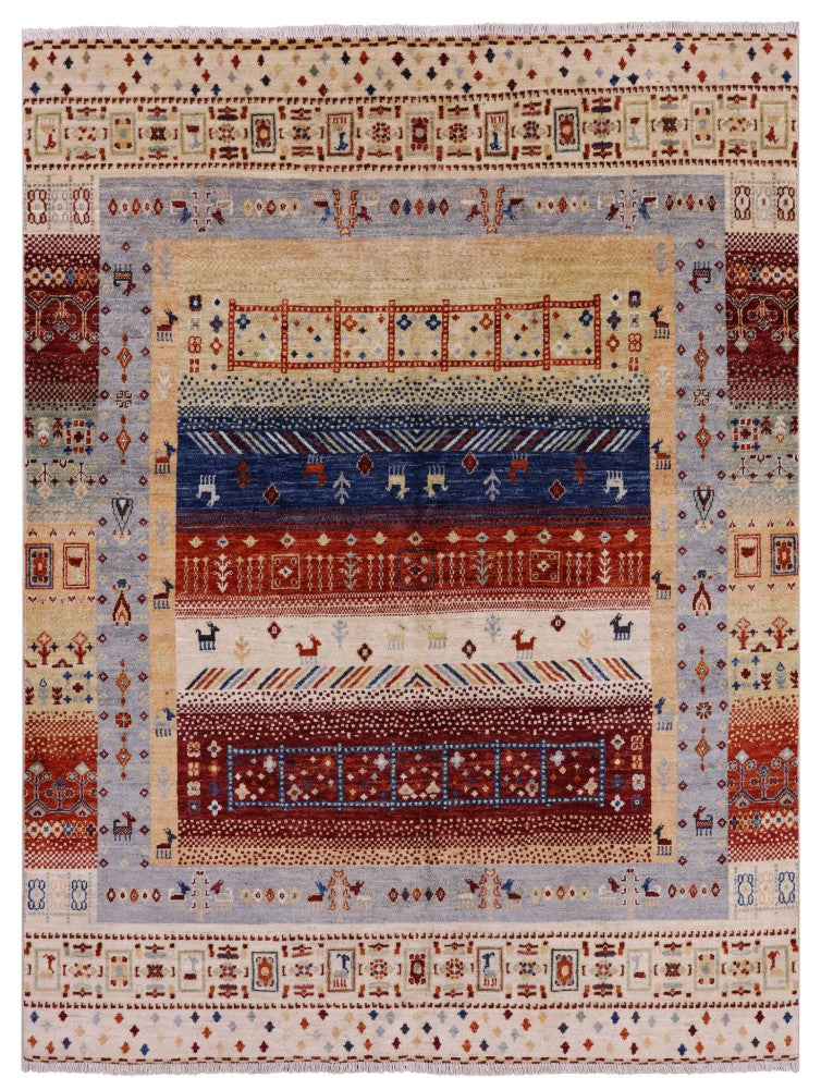 5' 1" X 6' 9" Tribal Persian Gabbeh Handmade Wool Rug Q6769