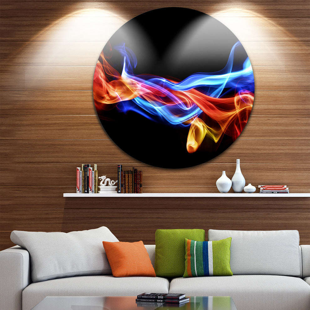 Fire And Ice Design Abstract, Digital Art Disc Metal Wall Art, 11"