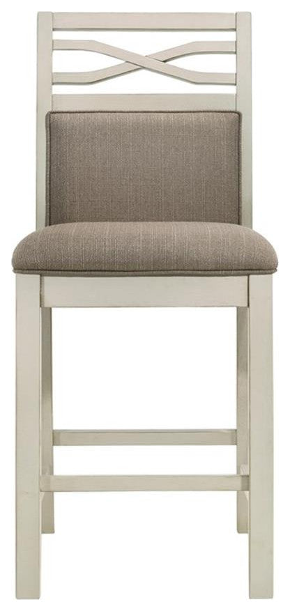 Pemberly Row 26" Wood Counter Height Chair in Gray and Khaki (Set of 2)