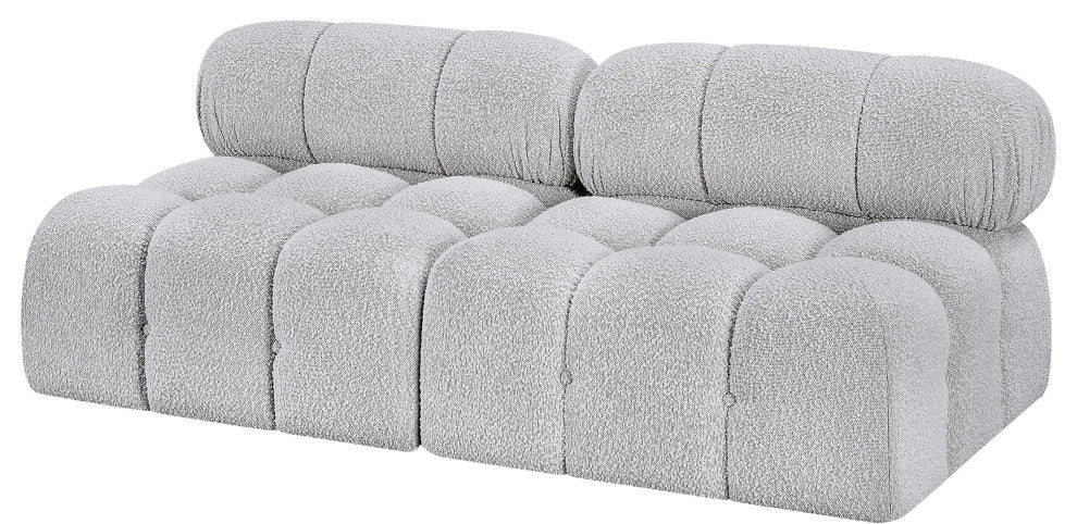 Ames Boucle Fabric Modular Sofa, Grey, 2-Piece: 2 Armless Chair