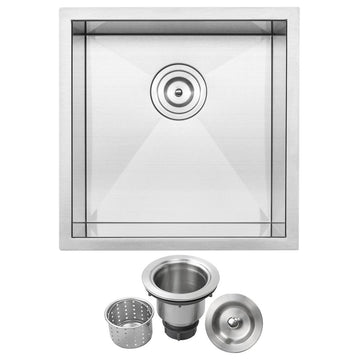 17.5" Zero Radius Undermount 16-Gauge Stainless Steel Kitchen and Bar Sink, Sink