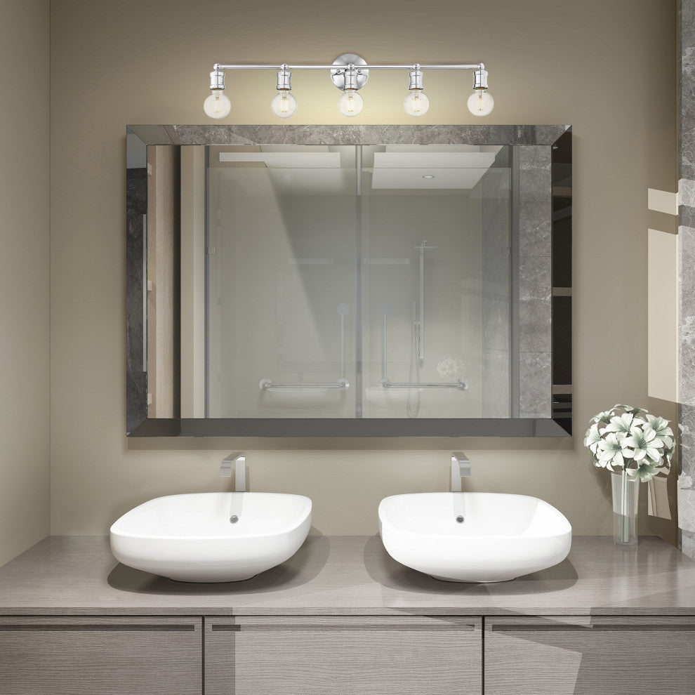 Livex Lighting Lansdale 5 Light Polished Chrome ADA Large Vanity Sconce