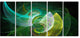 Green Mystic Psychedelic Texture, Abstract Art on Canvas, 60"x28", 5 Panels
