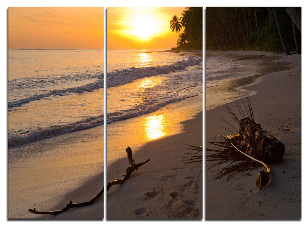 "Palm Trees on Background at Sunset" Metal Wall Art, 3 Panels, 36"x28"
