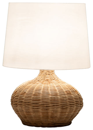 Modern Wicker Table Lamp With White Shade