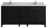 Sonoma 72 Double Sink Reeded Bath Vanity in Black 2" Carrara Quartz