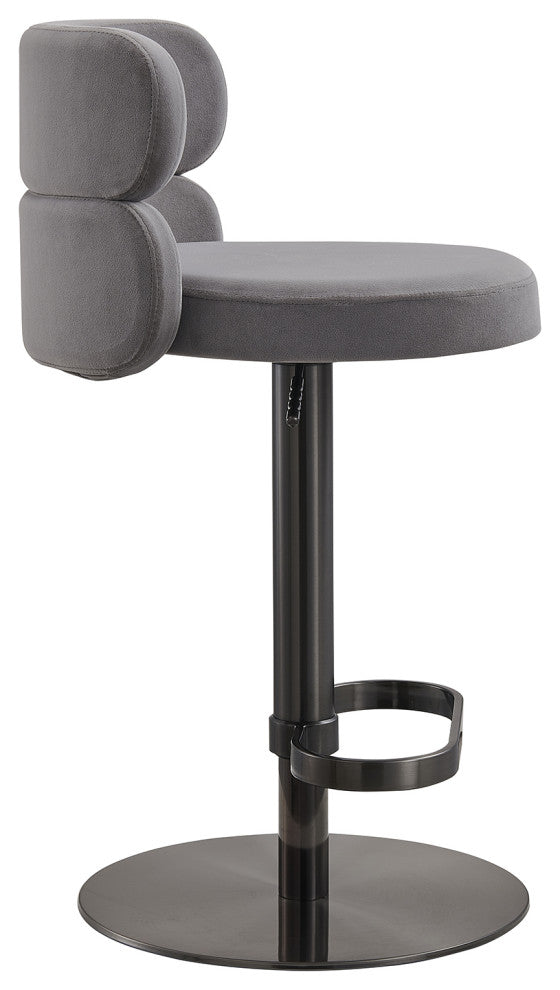 LUXMOD Velvet Counter Bar stool with Height Adjustable and Swivel, Grey