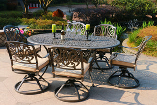 7-Piece Dining Set With 6 Swivel Dining Chairs, Dessert Night/Spectrum Sand