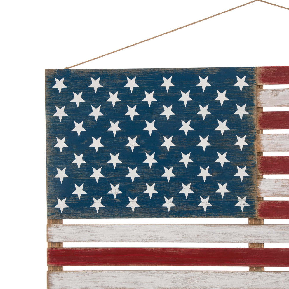 42"L Wooden Patriotic/Americana National Flag Wall Decor