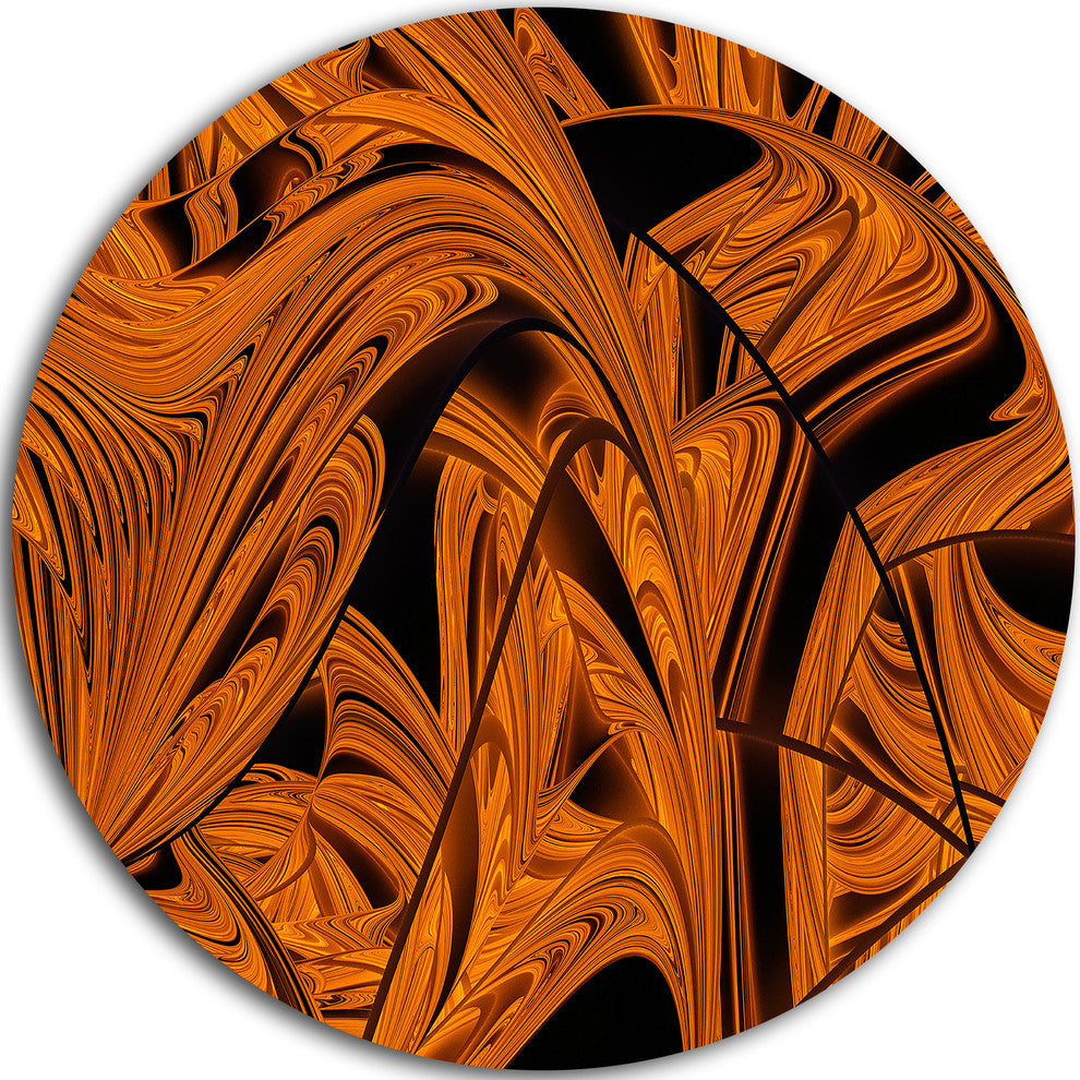 Vibrant Brown Fractal Flower Pattern, Abstract Disc Metal Wall Art, 23"