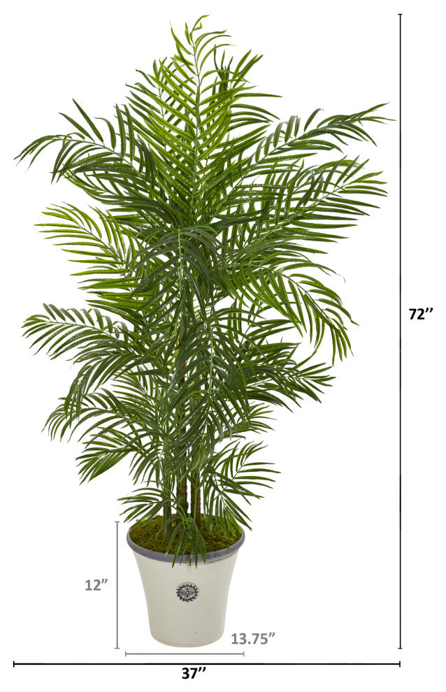 6' Areca Palm Artificial Tree, Planter UV Resistant, Indoor/Outdoor