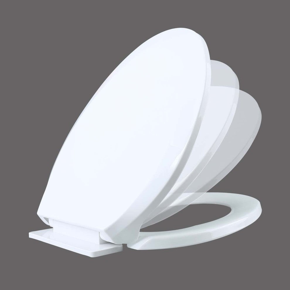 White Elongated Plastic Toilet Seat No Slam Slow Close Toilet Seat Lid Bumpers
