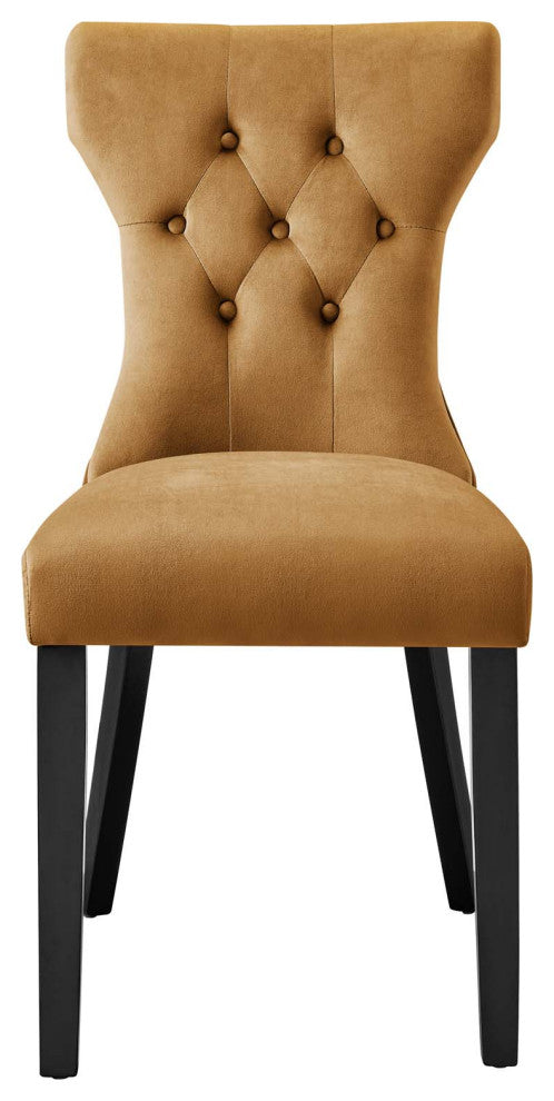 Side Dining Chair, Set of 2, Brown, Velvet, Modern, Cafe Bistro Hospitality
