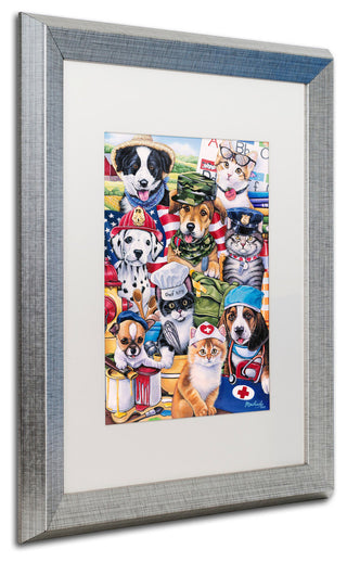 Jenny Newland 'Working Paws' Matted Framed Art, 20x16