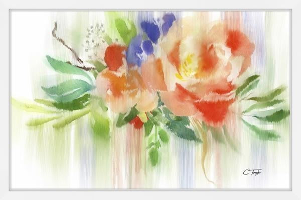 "Weeping Citrus Roses" Framed Painting Print, 30"x20"