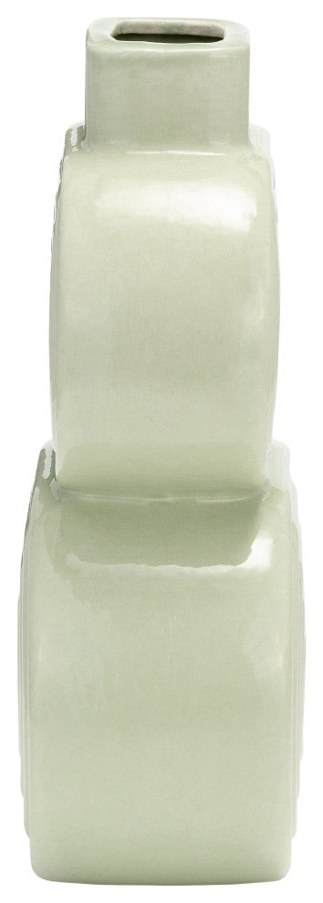 Ceramic 10" Stacked Circles Vase, Cucumber