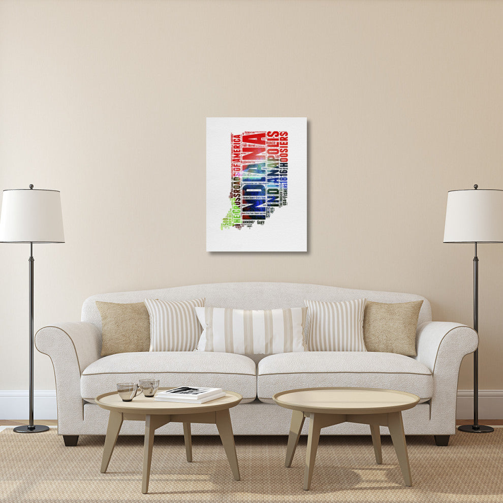 "Indiana Watercolor Word Cloud" Fine Art Print