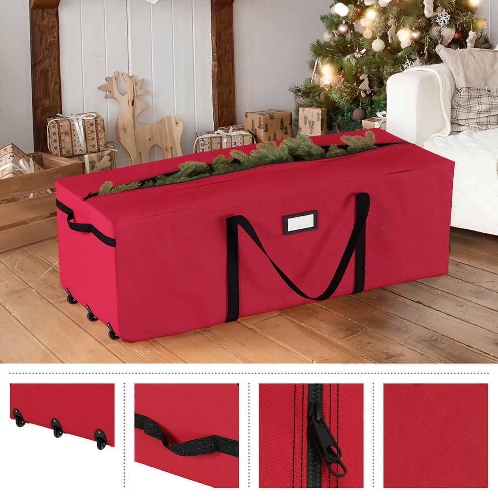 Rolling Christmas Tree Storage Bag For 12' Artificial Trees With Wheels