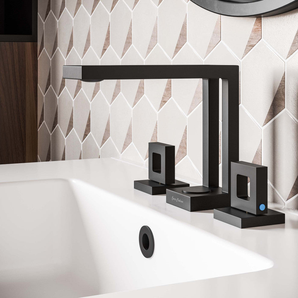 Pierre Widespread, Double Handle, Bathroom Faucet, Matte Black
