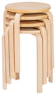 Linon Tenley Bentwood 18" Wood Round Stool in Natural Brown (Set of 4)
