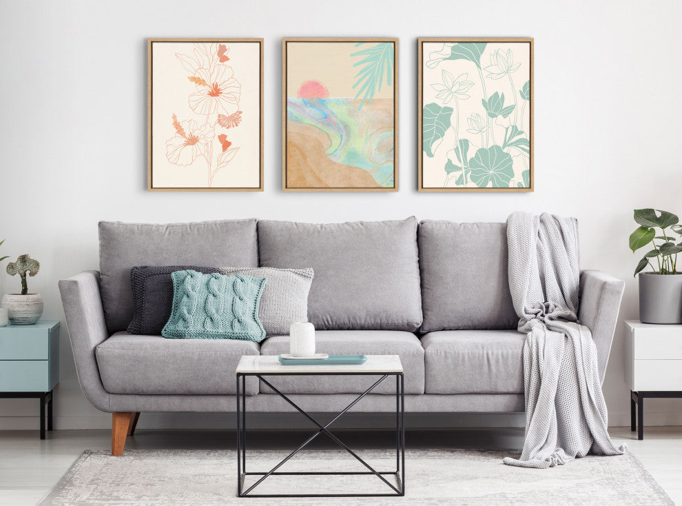 Sylvie Hilo Framed Canvas by Kasey Free, Natural 18x24