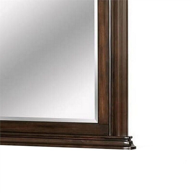 Benzara BM241814 Wall Mirror, Camelback Top Wooden Molded Frame, Espresso Brown