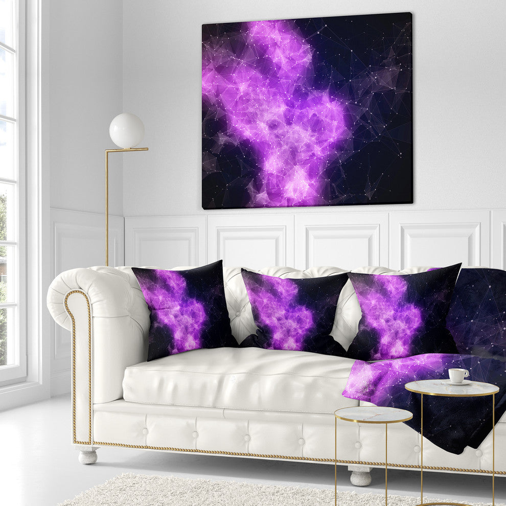 Fractal Violet Nebula Contemporary Throw Pillow, 18"x18"