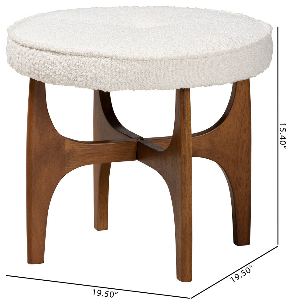 Dahlia Cream Boucle Fabric Collection, Footstool
