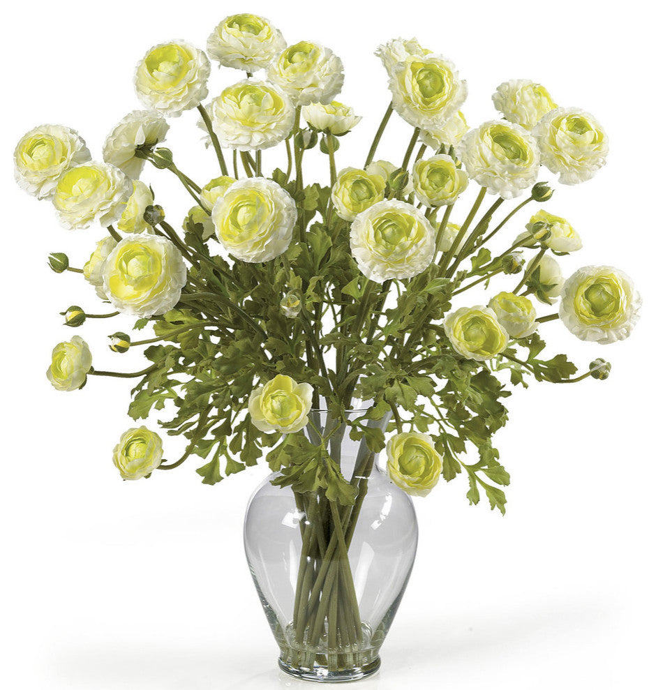 Ranunculus Liquid Illusion Silk Flower Arrangement, Cream