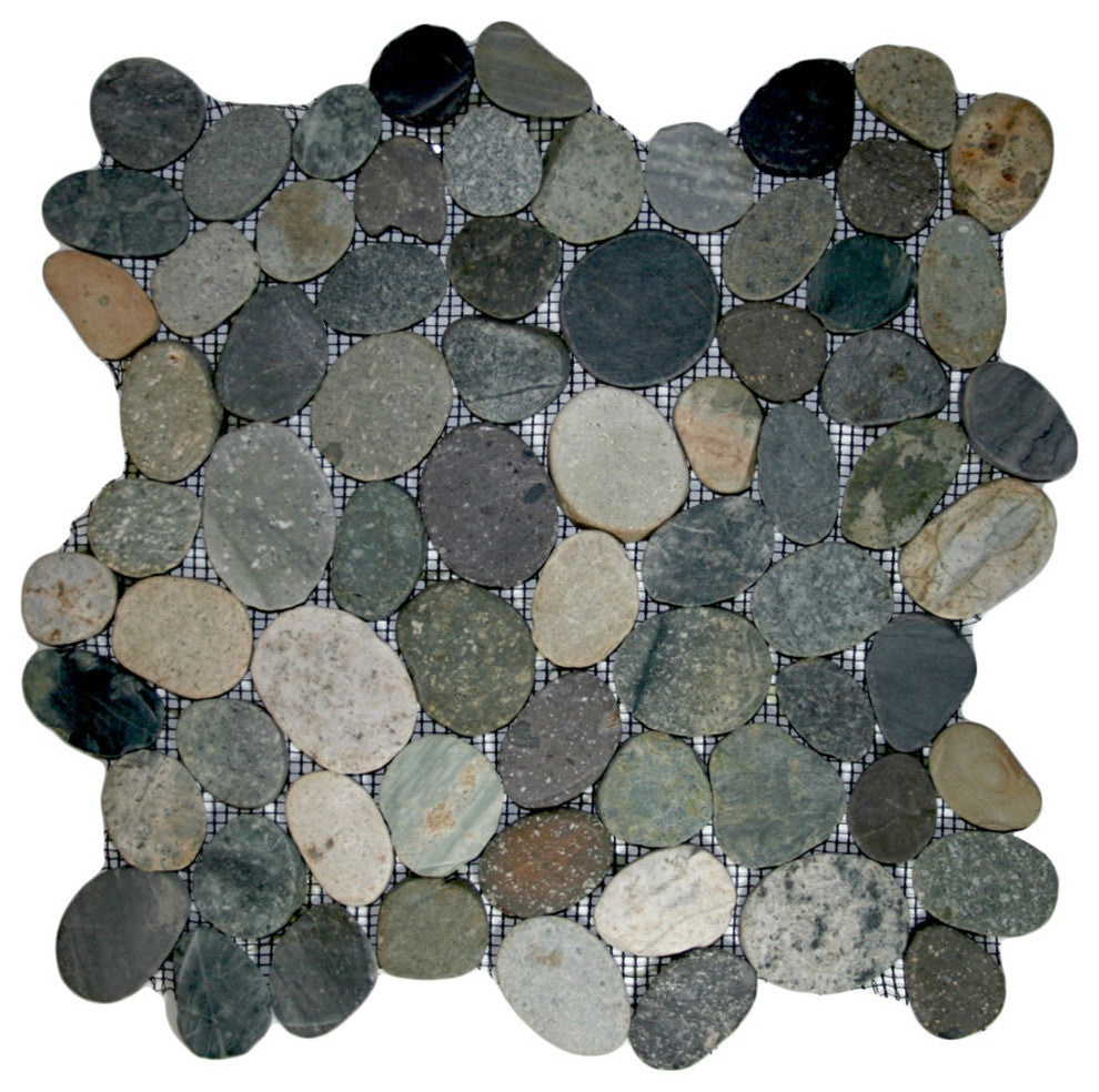 Bali Ocean Pebble Tile - Natural Hand-Sorted with Mesh Backing, 12x12