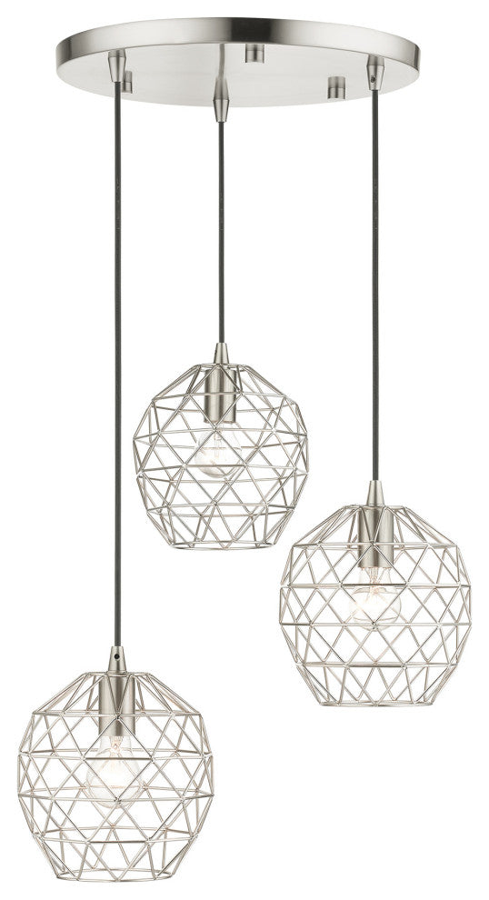 Brushed Nickel Geometric, Farmhouse, Industrial, Abstract, Rustic Pendant