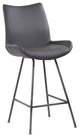 26" Elegant Gray Faux Leather Brushed Gray Metal Finish Armless Bar Stool