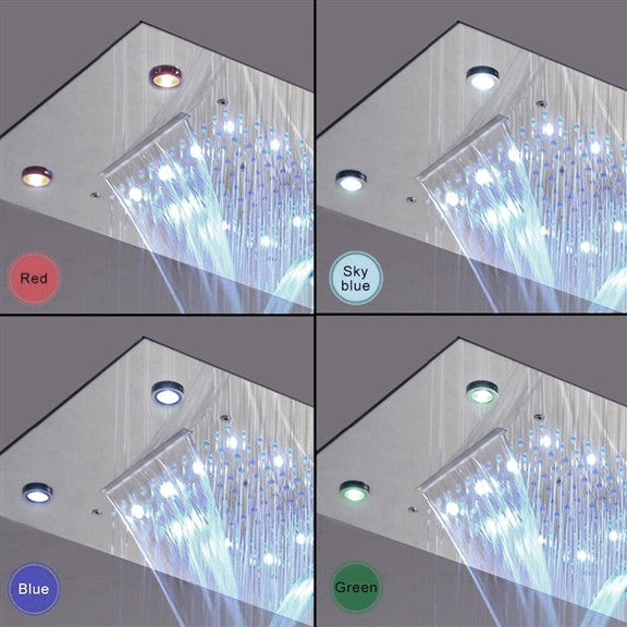 Fontana 20*14" LED Recessed Ceiling Mount Rainfall Shower System, Chrome