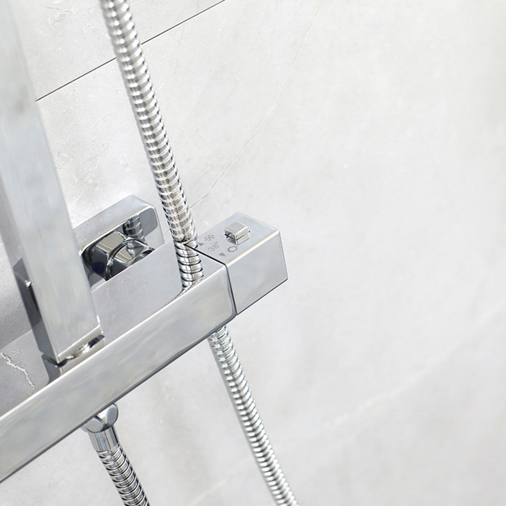 Eviva Liri Chrome Thermostatic Square Shower Column
