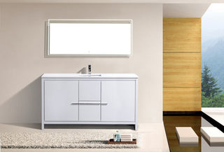 KubeBath Dolce 36" Ash Gray Modern Bathroom Vanity, White Quartz, Gloss White, 6