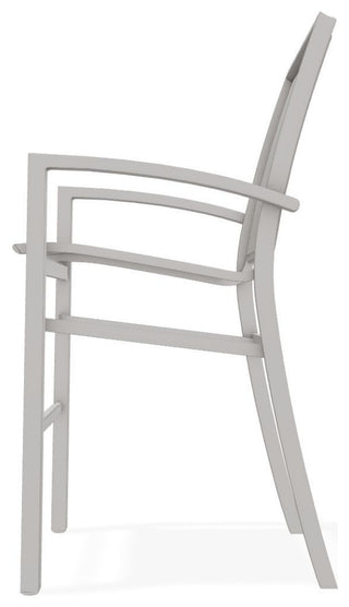 Kendall Sling Bar Height Stackable Outdoor Stool, Smoke/Warm Gray
