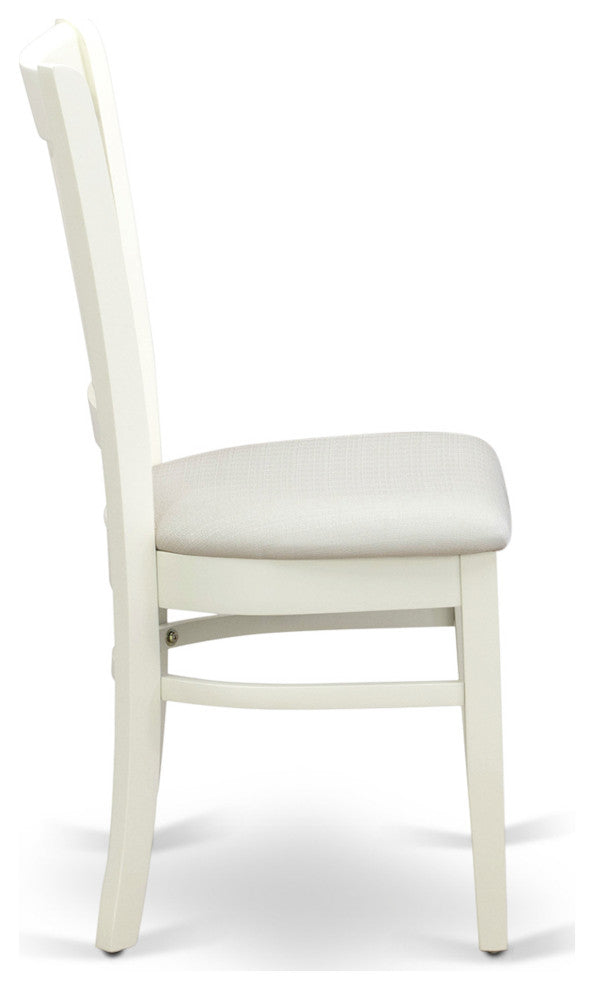 3Pc Dining Set 2 Chair, Dining Table Seat, Slatted Chair Back Linen White Finish