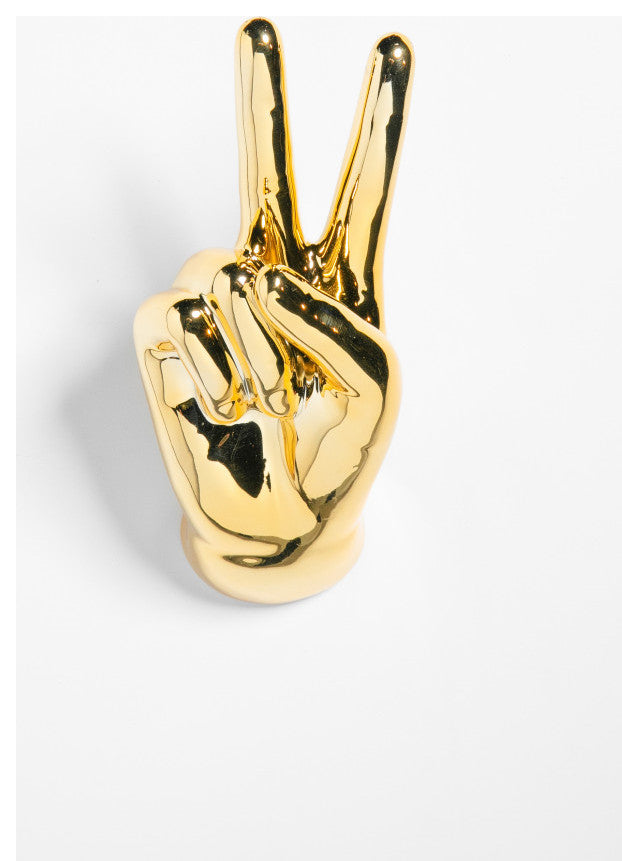 Interior Illusions Plus Gold Peace Hand Wall Mount, 9" tall