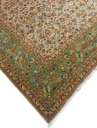 Turkish-Knotted Saeed Light Brown/Light Green Rug, 10'2"x14'2"