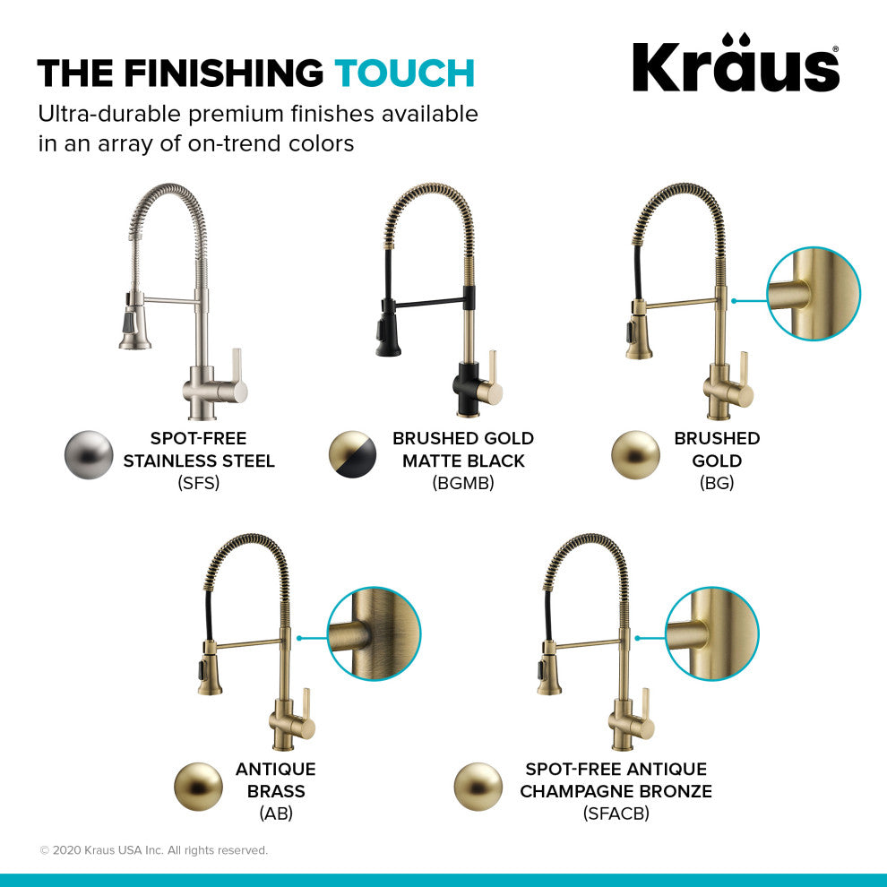 Britt Commercial Style 3-Function Pull-Down 1-Handle 1-Hole Kitchen Faucet, Spot Free Antique Champagne Bronze