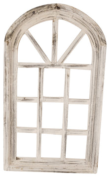Hampton Farmhouse Wooden Wall Window, 14"x24", Vintage White